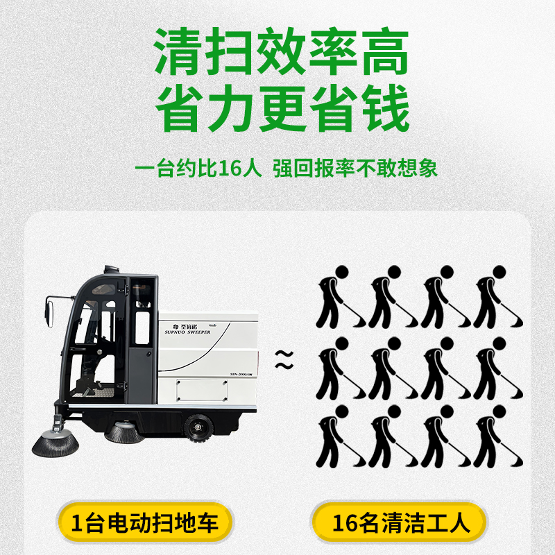 电动扫地车静音作业，不扰民、不扰工、全天候可用
